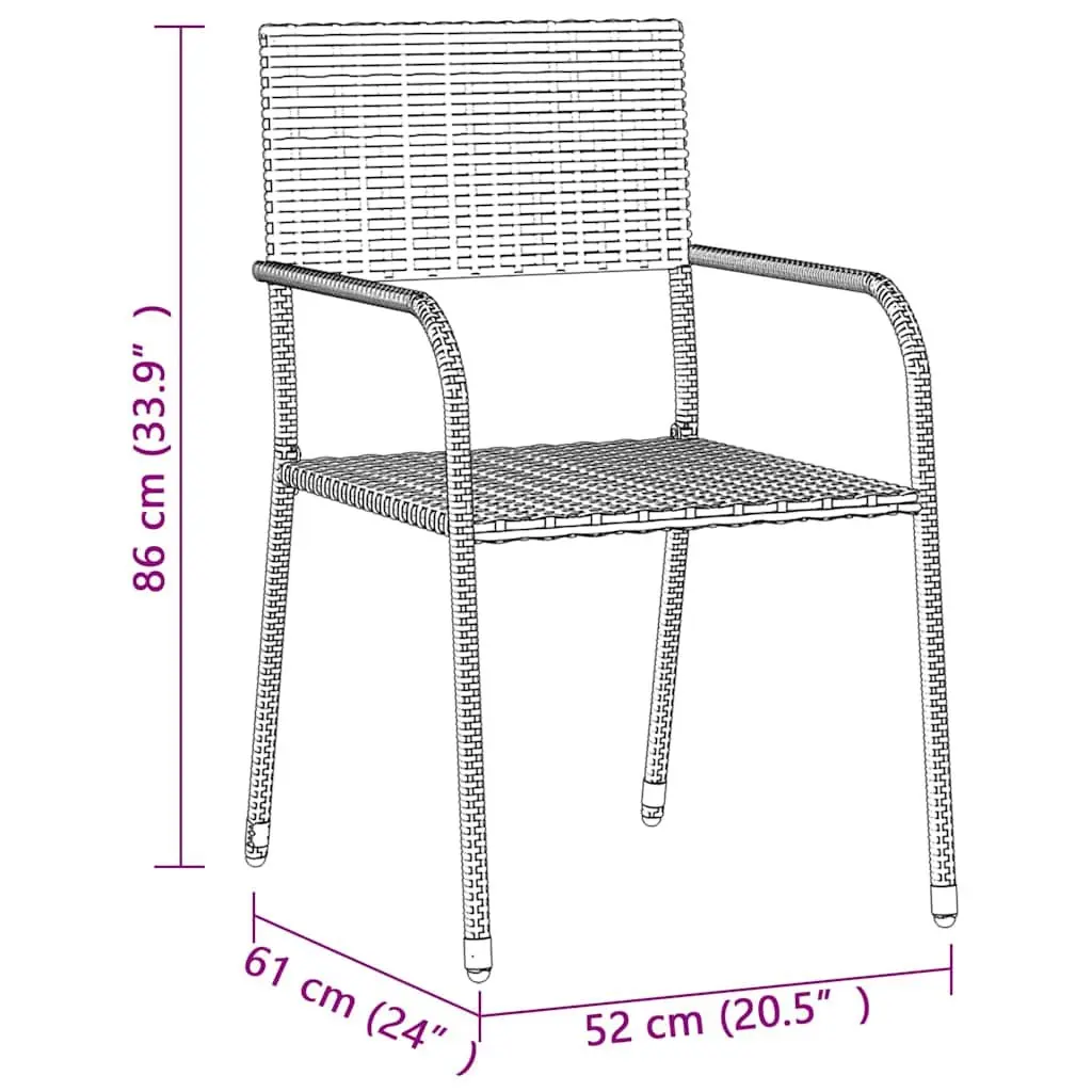 3 Piece Outdoor Dining Set Black Patio Garden Furniture Table Chairs