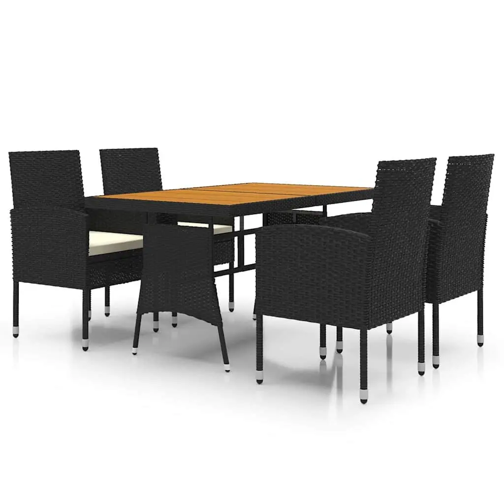 5 Piece Outdoor Dining Set Garden Patio Furniture Table Chairs Black Rattan