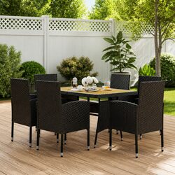 7 Piece Outdoor Dining Set Patio Garden Furniture Table Chairs Black