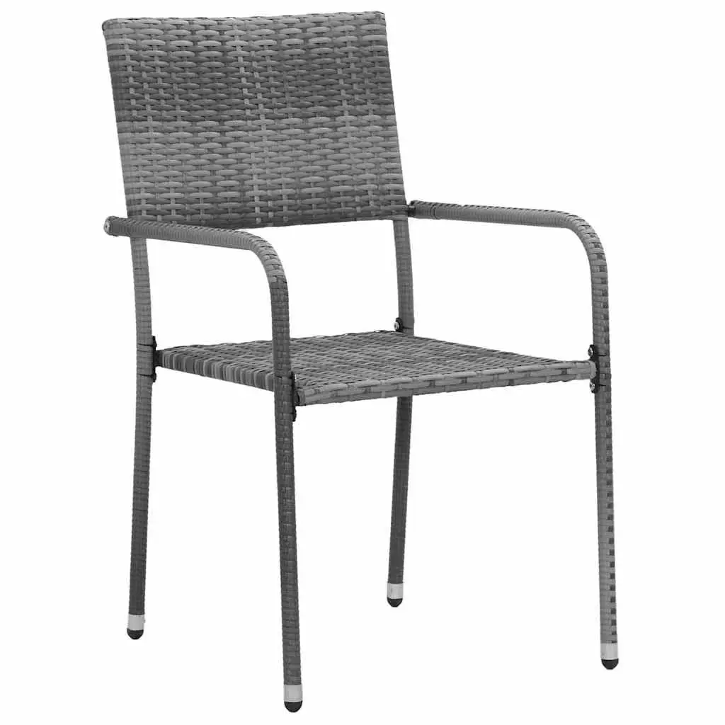 5 Piece Outdoor Dining Set Grey Poly Rattan Garden Furniture Patio Table Chairs
