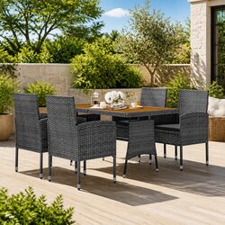 Outdoor Dining Set 5 Piece Patio Garden Furniture Table Chairs Grey