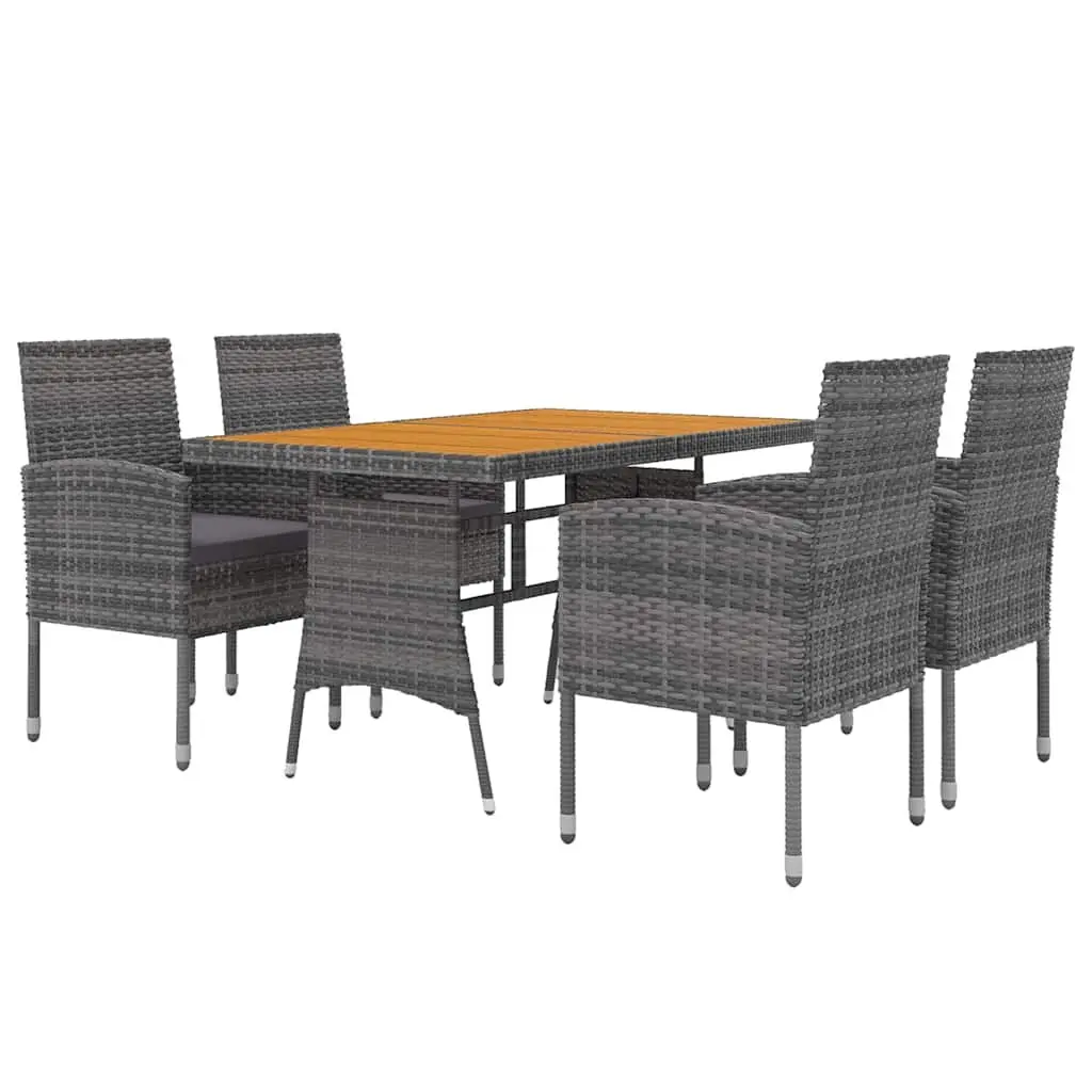 Outdoor Dining Set 5 Piece Patio Garden Furniture Table Chairs Grey