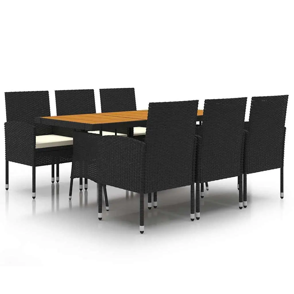 7 Piece Outdoor Dining Set Poly Rattan Garden Patio Furniture Black Chairs Table