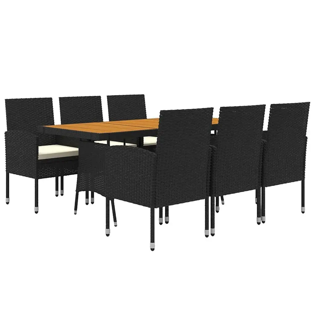 7 Piece Outdoor Dining Set Poly Rattan Garden Patio Furniture Black Chairs Table