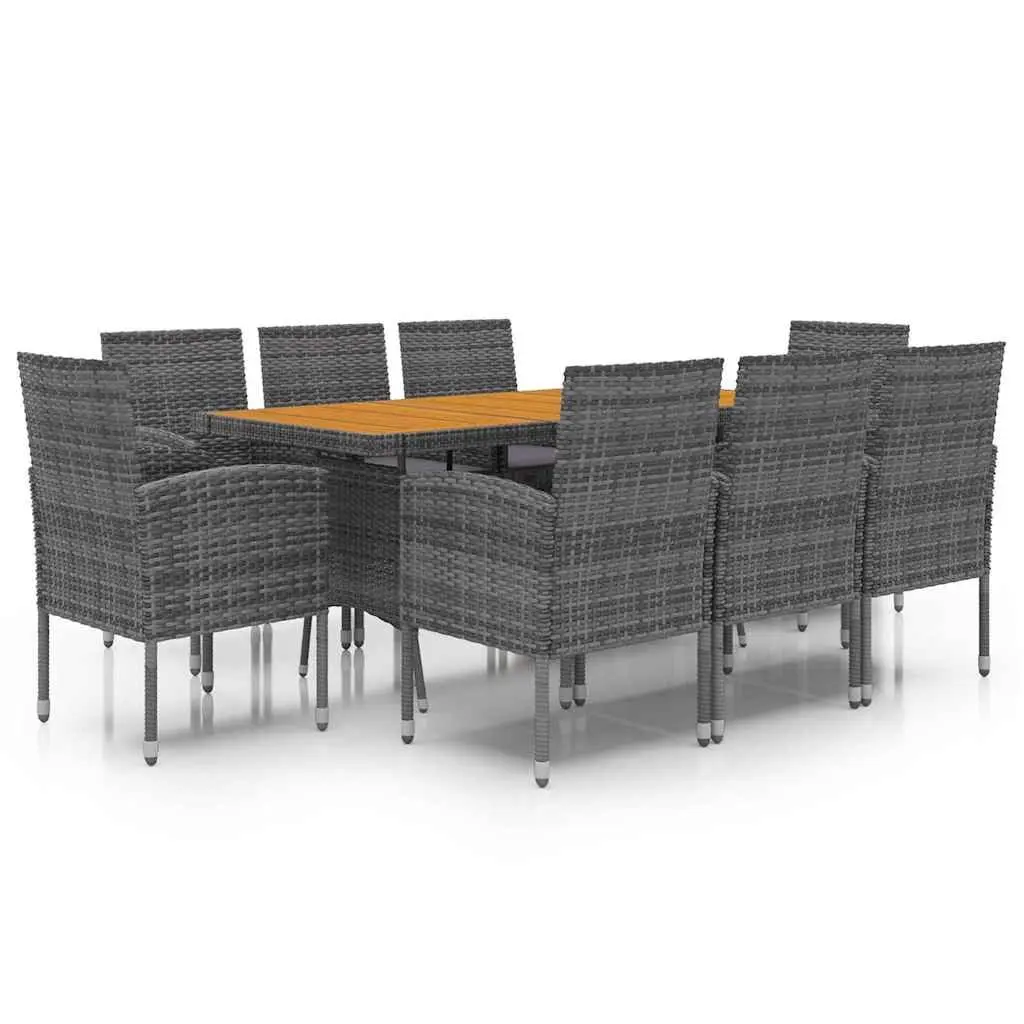 Outdoor Dining Set 9 Piece Rattan Grey Patio Garden Furniture Table Chairs