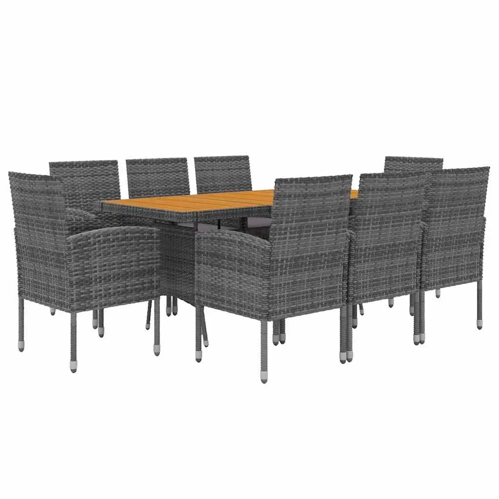 Outdoor Dining Set 9 Piece Rattan Grey Patio Garden Furniture Table Chairs