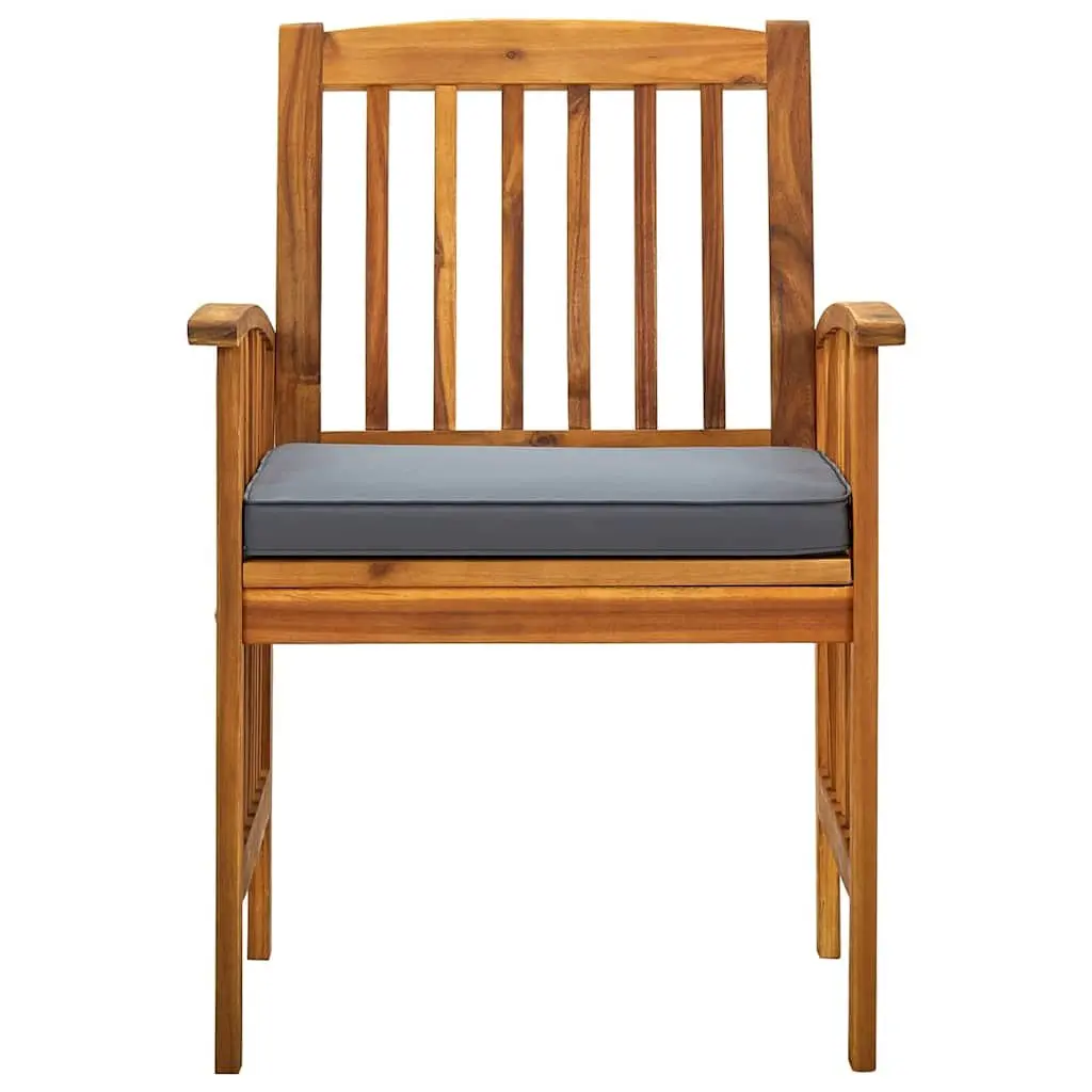 Outdoor Dining Chairs 8 Piece Set with Cushions Garden Seating Wood Acacia Grey