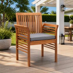 Outdoor Dining Chairs Set of 4 with Cushions Solid Wood Garden Seating