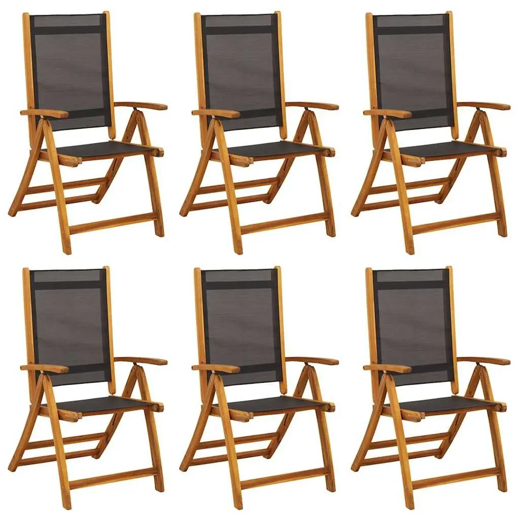 Folding Garden Chairs Set Adjustable Backrest 6 Piece Brown Wood