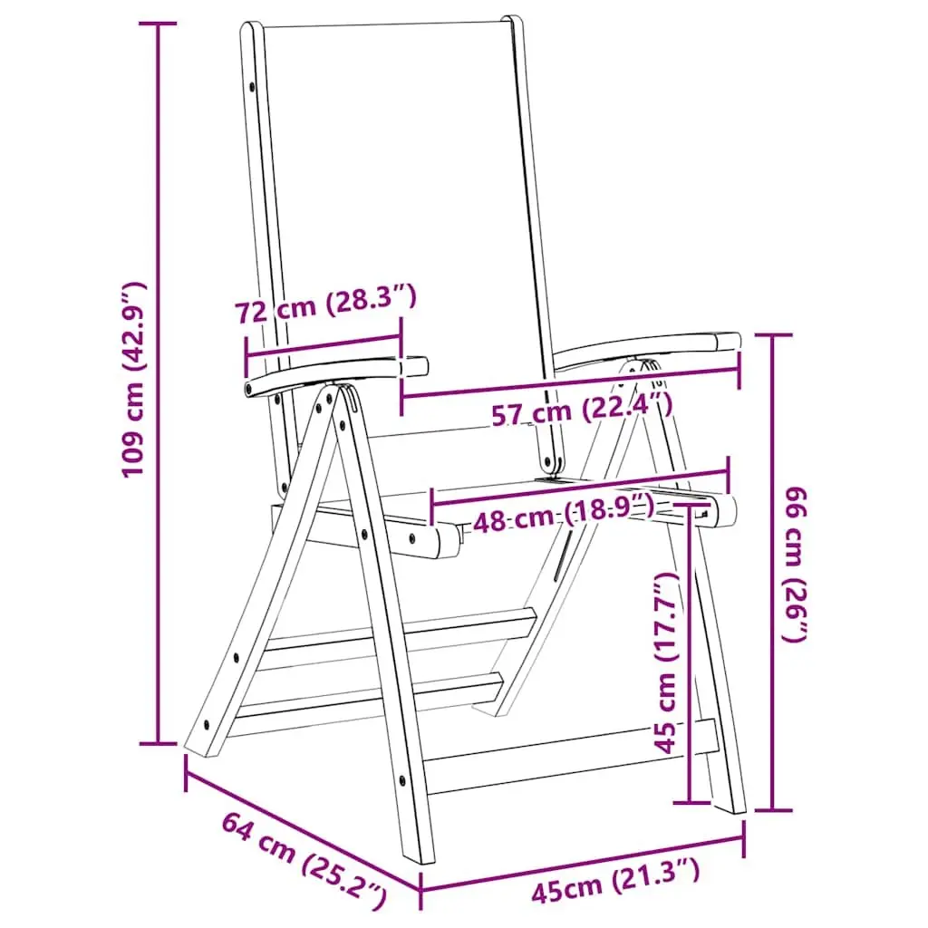 Folding Garden Chairs Set Adjustable Backrest 6 Piece Brown Wood