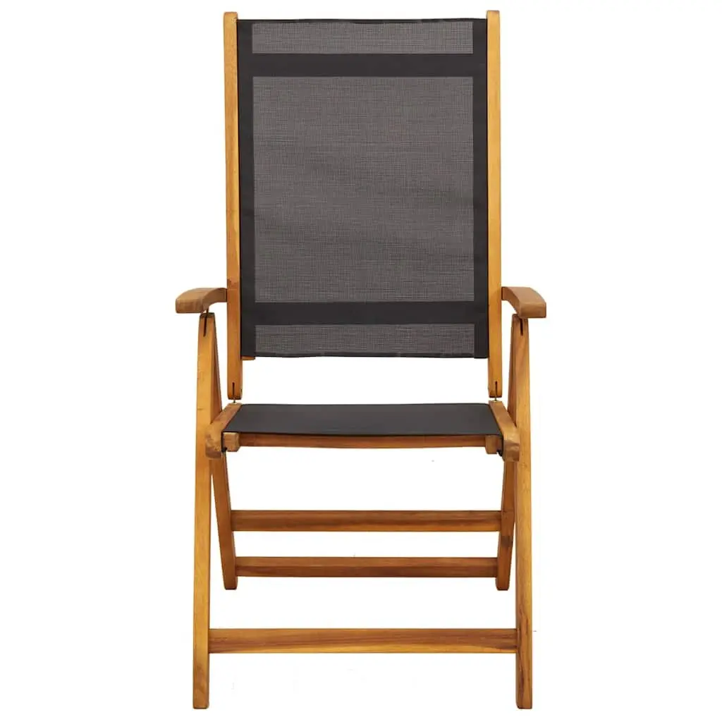Folding Garden Chairs Set Adjustable Backrest 6 Piece Brown Wood