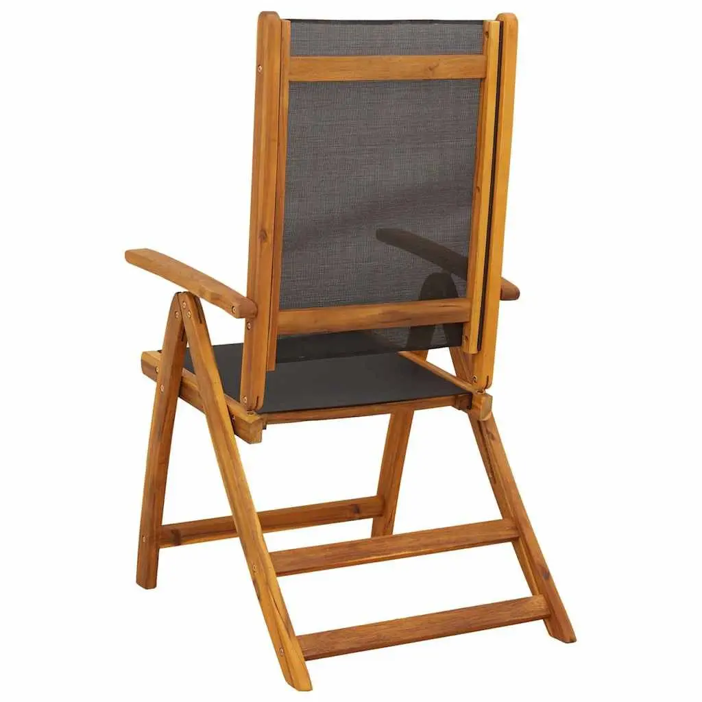 Folding Garden Chairs Set Adjustable Backrest 6 Piece Brown Wood