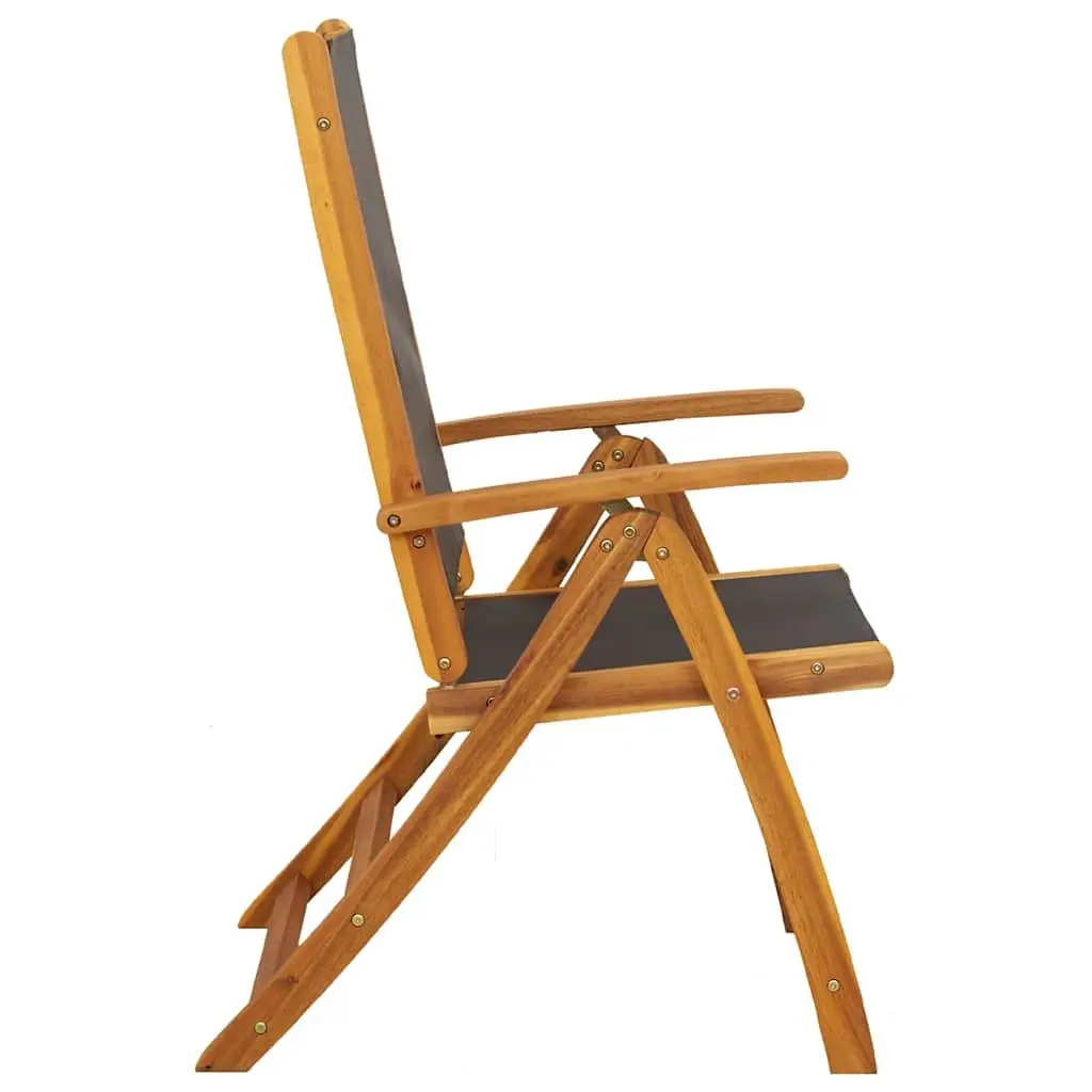 Folding Garden Chairs Set Adjustable Backrest 6 Piece Brown Wood