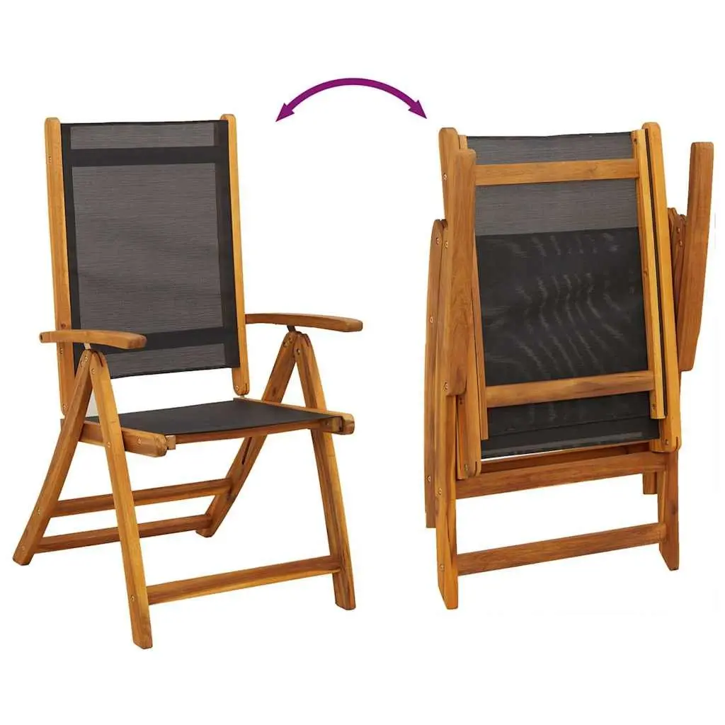 Folding Garden Chairs Set Adjustable Backrest 6 Piece Brown Wood