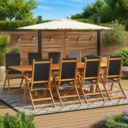 Outdoor Folding Garden Chairs Set 8 pcs Wooden Acacia Patio Seating Furniture