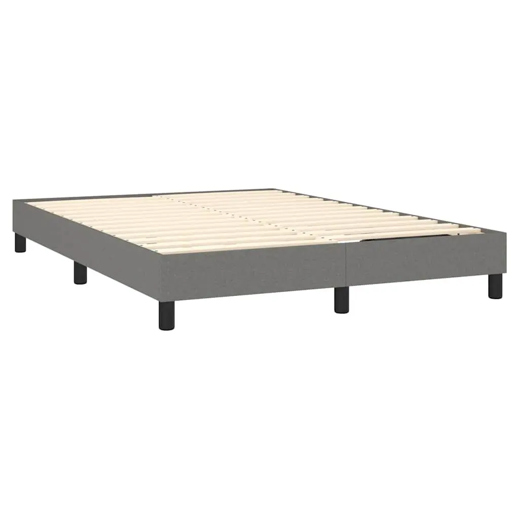 Box Spring Bed Frame Double Grey Fabric Bedroom Furniture Supportive Slats