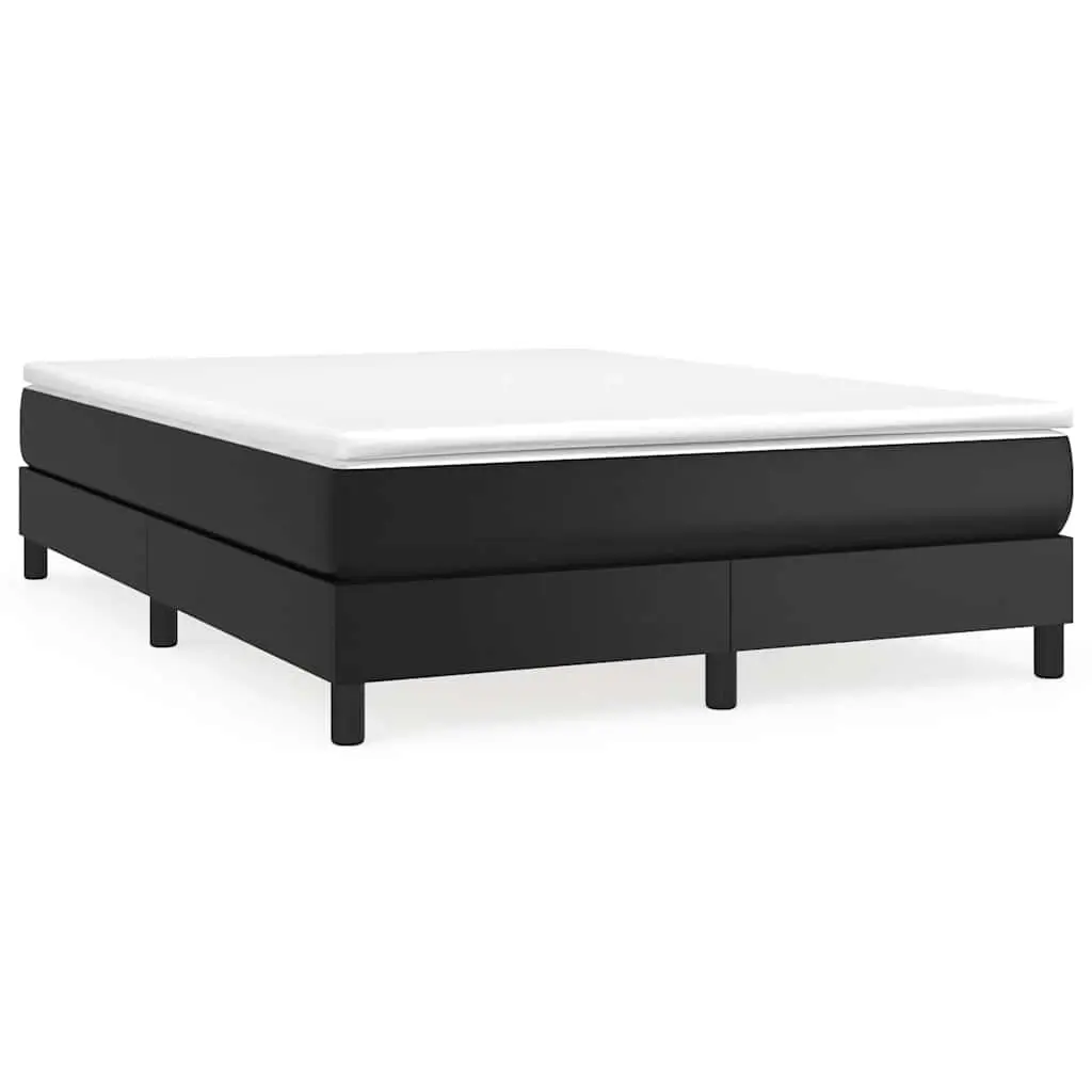 Box Spring Bed Frame Double Black Faux Leather Bedroom Furniture Sleep Support