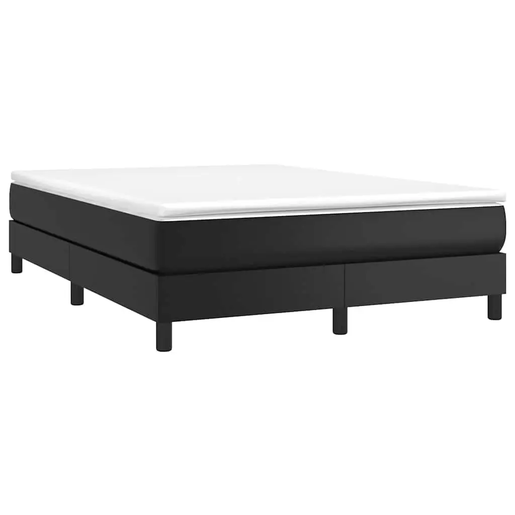 Box Spring Bed Frame Double Black Faux Leather Bedroom Furniture Sleep Support