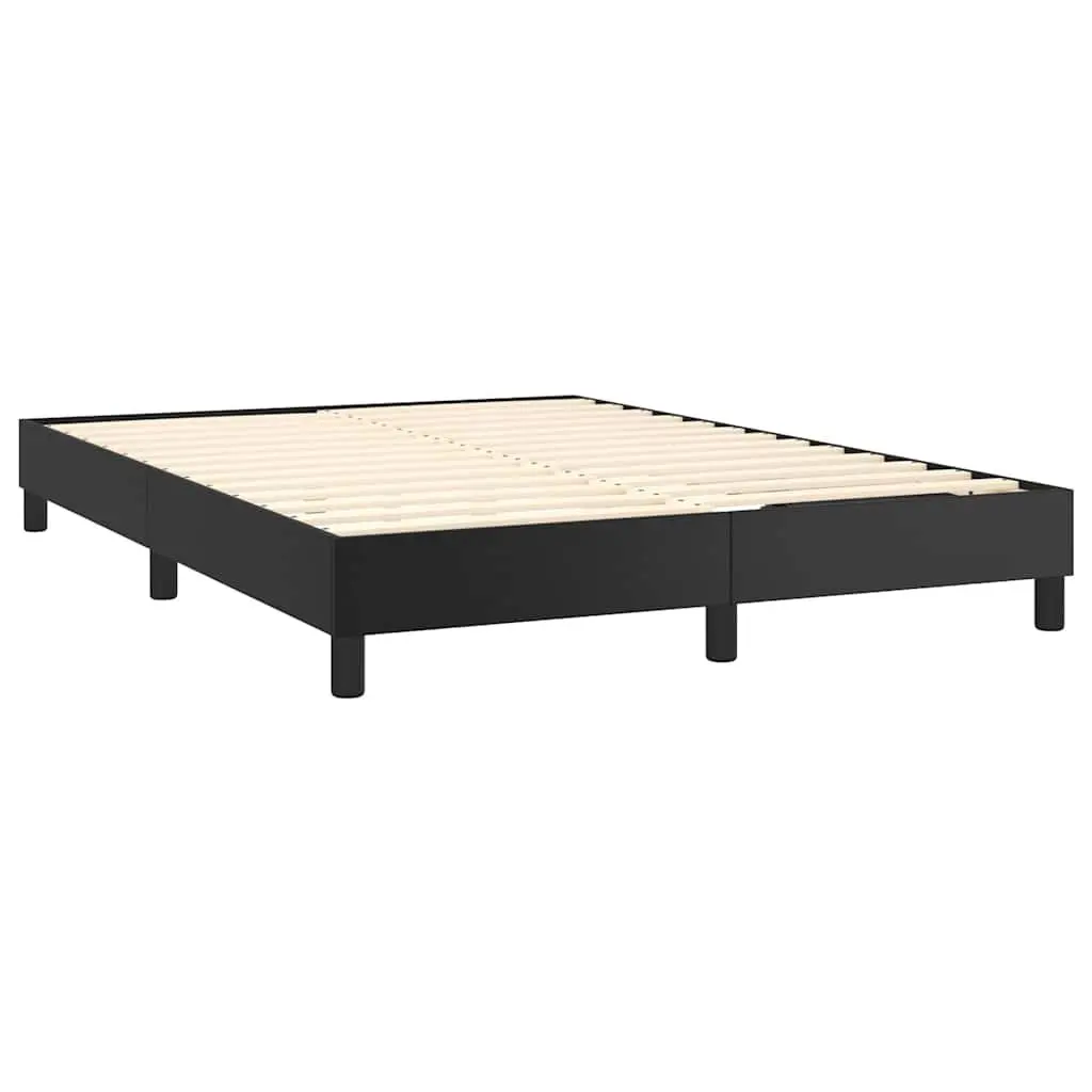 Box Spring Bed Frame Double Black Faux Leather Bedroom Furniture Sleep Support