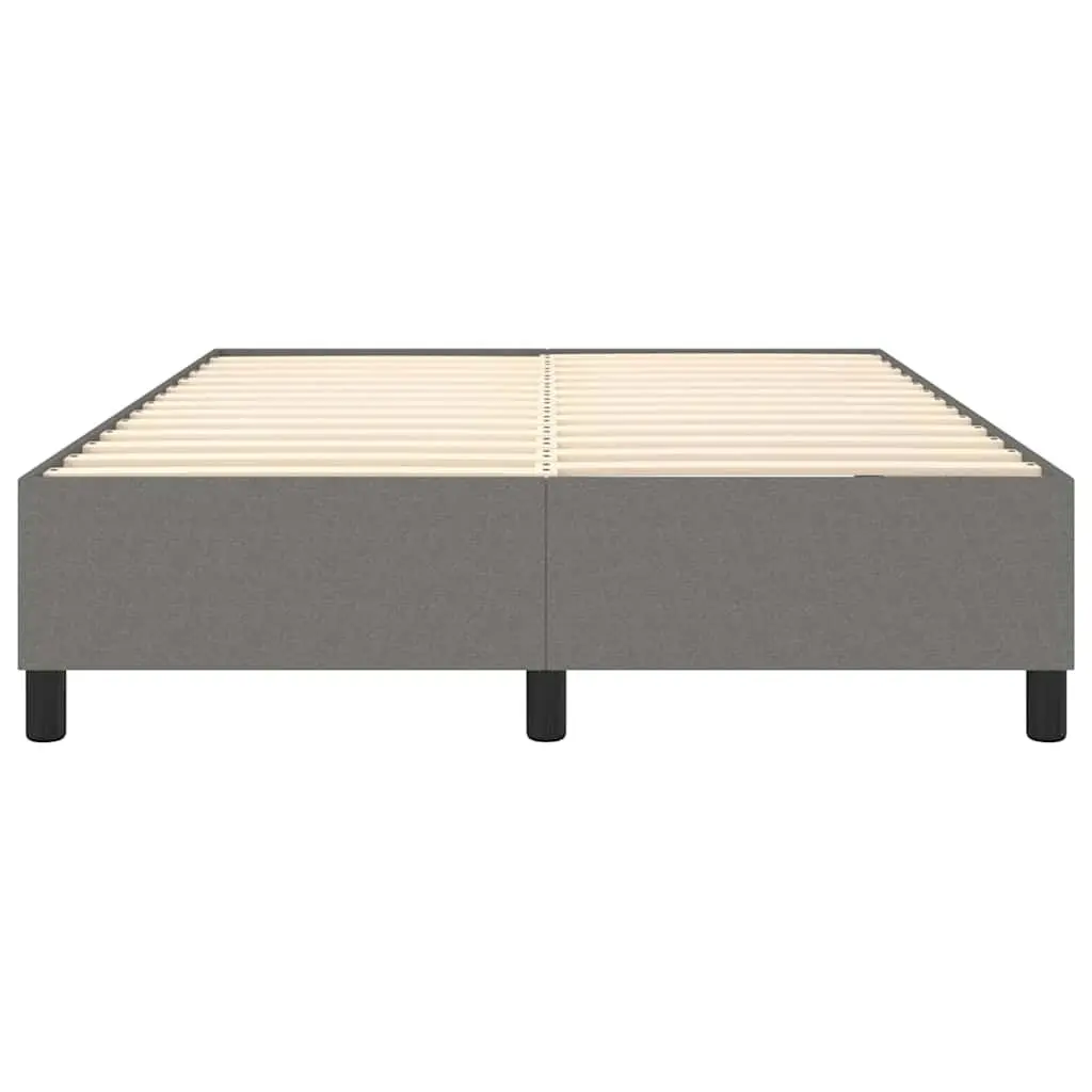 Box Spring Bed Frame Grey Fabric Queen Size with Plywood Slats