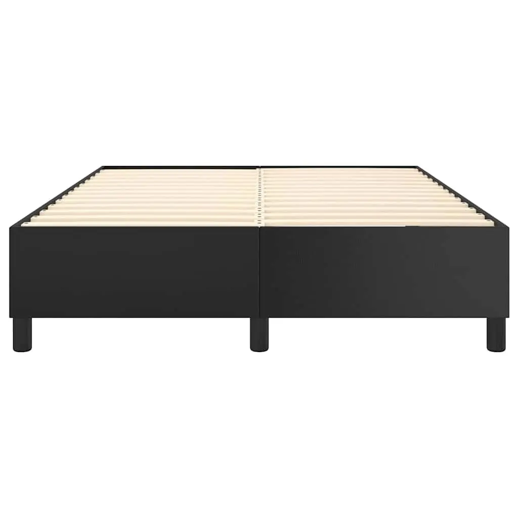 Box Spring Bed Frame Double Black Faux Leather Platform Bedroom Furniture