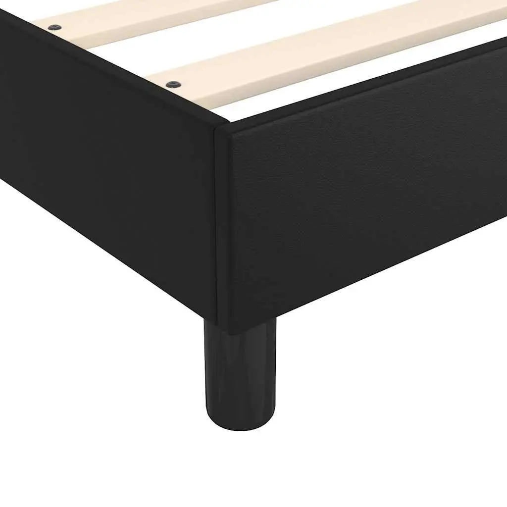 Box Spring Bed Frame Double Black Faux Leather Platform Bedroom Furniture