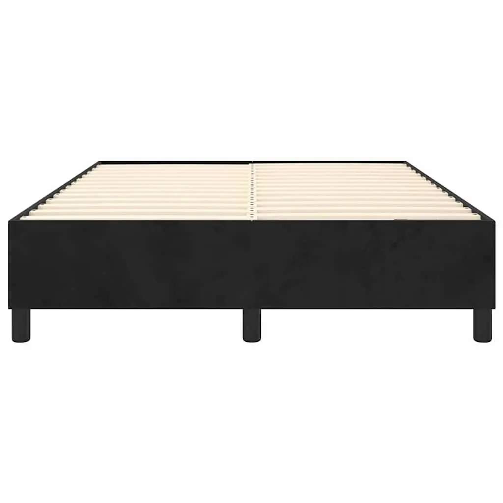 Double Box Spring Bed Frame Soft Velvet Upholstery Black