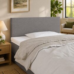 LED Headboard 100cm Dark Grey Fabric Bed Upholstered Adjustable Height Modern
