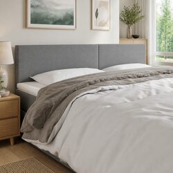 LED Headboard 160 cm Grey Fabric Adjustable Height Modern Bedroom Bed Backrest