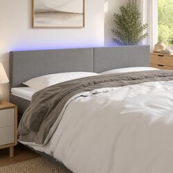 LED Headboard 200cm Dark Grey Fabric Bedroom Wall Mount Adjustable Height