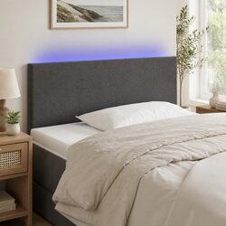 LED Headboard 100 cm Grey Velvet Bed Frame Modern Design Adjustable Height