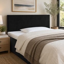 LED Headboard 100cm Black Velvet Bed Frame Modern Bedroom Backrest Support