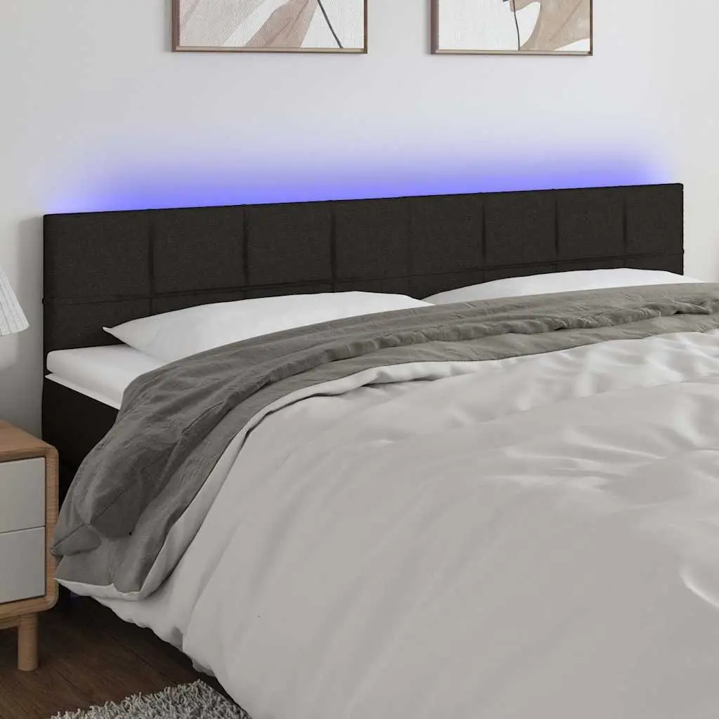 LED Headboard Black 200cm Fabric Bed Backrest with Colourful Lights Adjustable