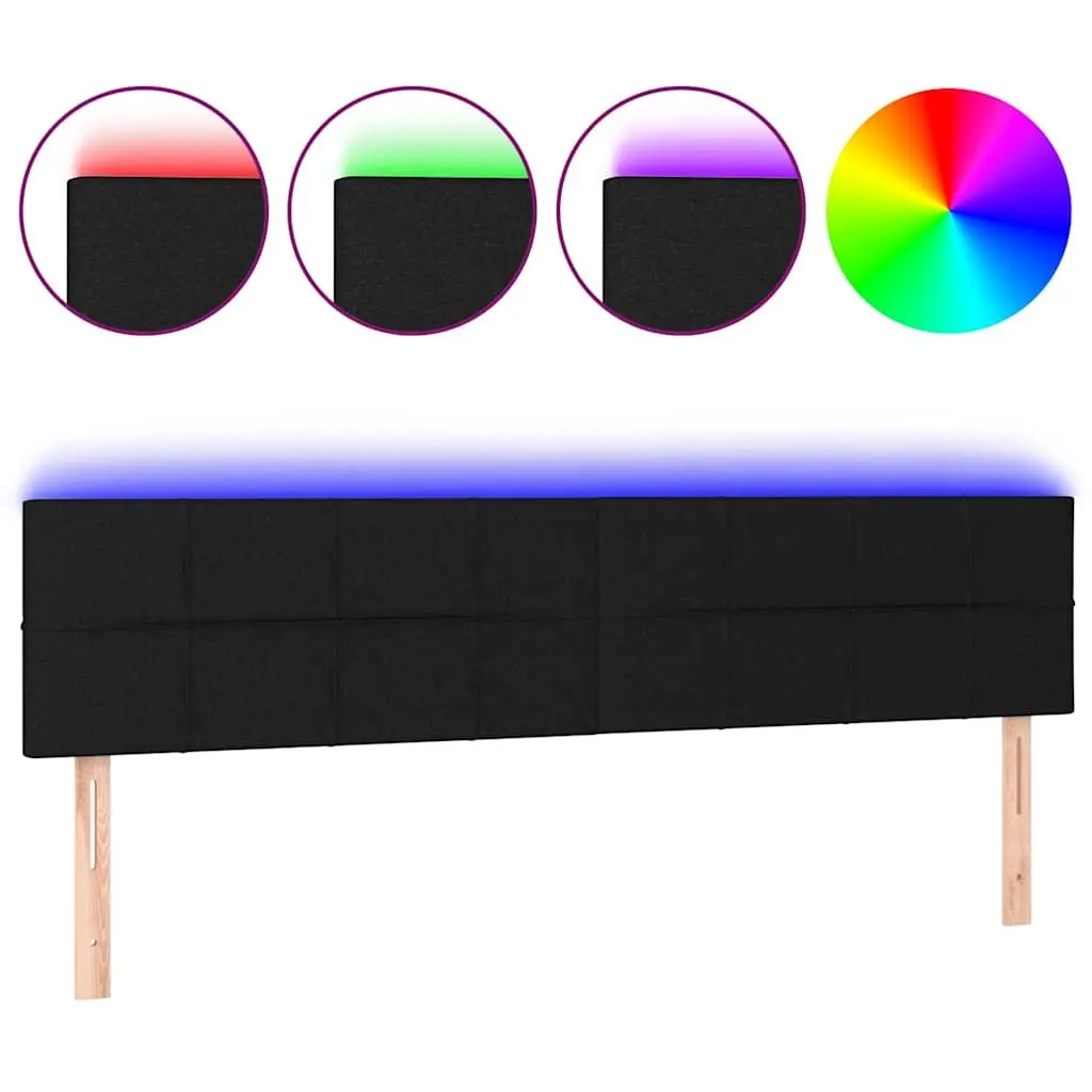 LED Headboard Black 200cm Fabric Bed Backrest with Colourful Lights Adjustable