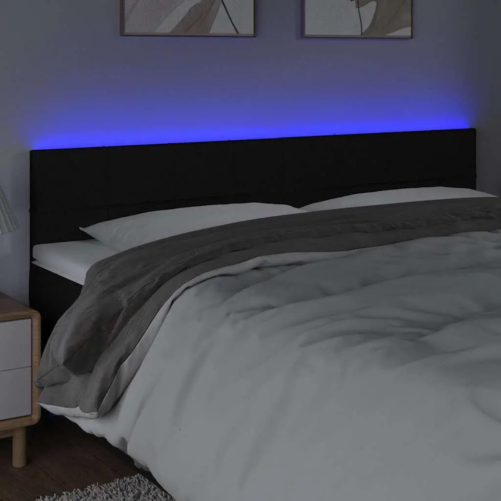 LED Headboard Black 200cm Fabric Bed Backrest with Colourful Lights Adjustable