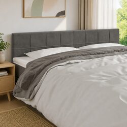 LED Headboard Dark Grey 160cm Velvet Bed Head Modern Bedroom Adjustable Height