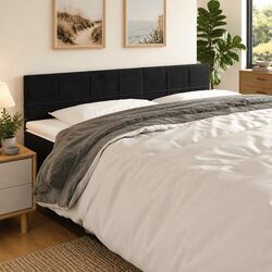 LED Headboard Black 200cm Velvet Upholstered Bed Back Panel Modern Bedroom Decor