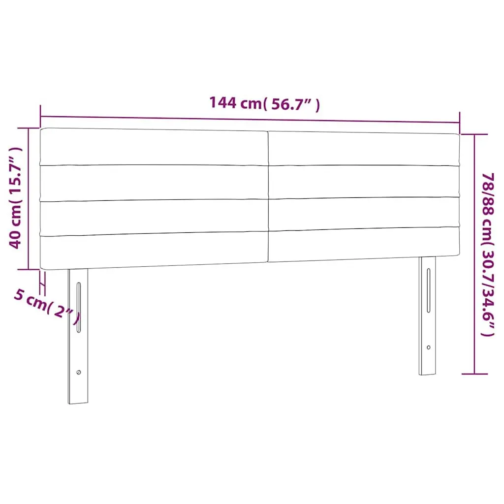 LED Headboard Adjustable Height 144cm Dark Grey Fabric with Colourful Lights