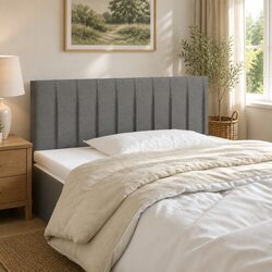 LED Headboard Grey 100x5x78/88 cm Fabric Adjustable Height Modern Bedroom Wall