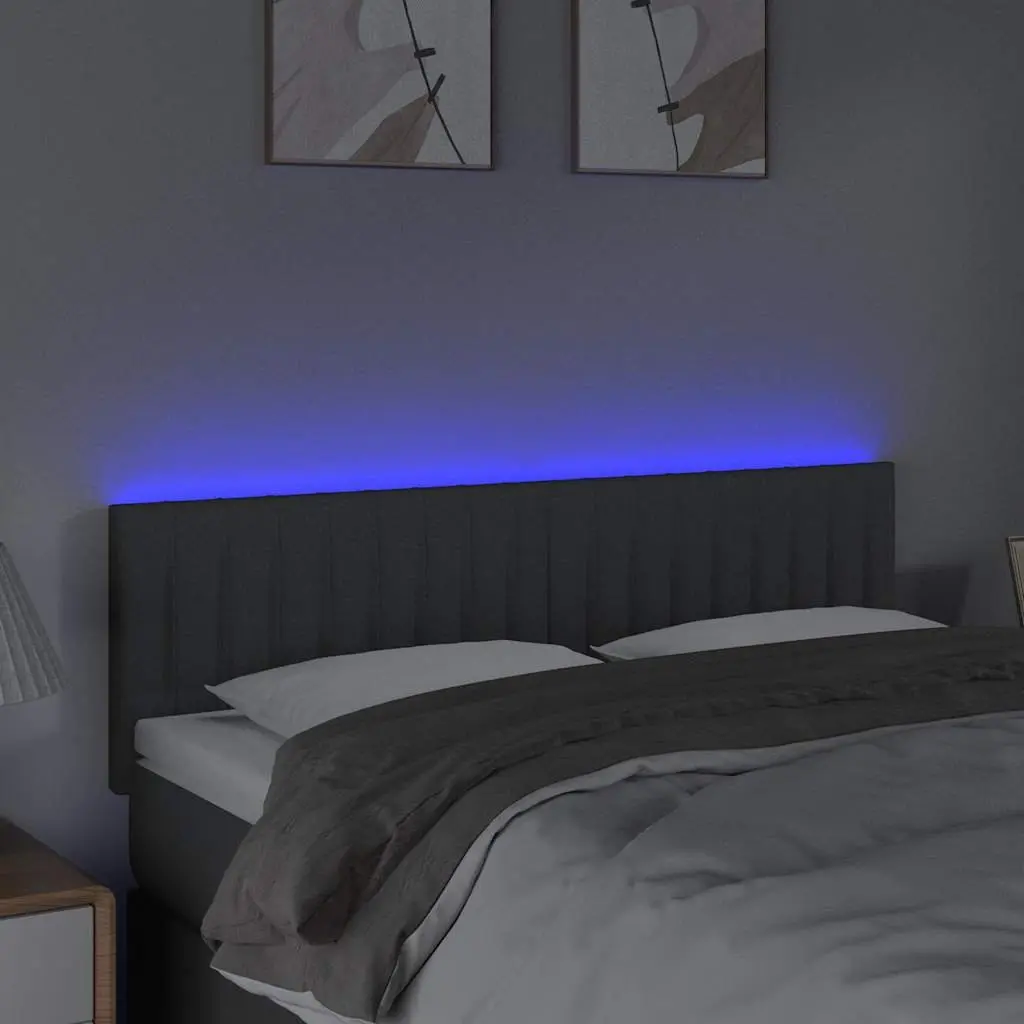 LED Headboard Modern Backrest Support 144cm Dark Grey Fabric