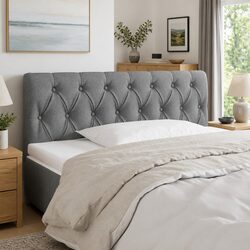 LED Headboard 100cm Dark Grey Fabric Adjustable Height Modern Bedroom