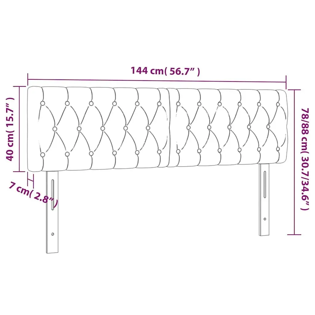 LED Headboard Adjustable Height 144 cm Grey Fabric Modern Bedroom Furniture