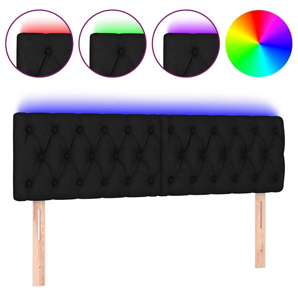 LED Headboard Black 144x7x78/88 cm Fabric Bedroom Adjustable Height Modern Touch