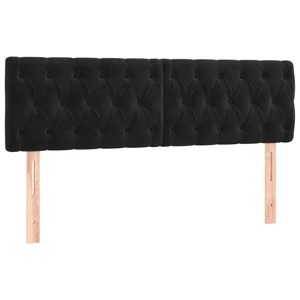 LED Headboard Black Velvet 144 cm Modern Upholstered Bed Frame with Colourful LED Lights