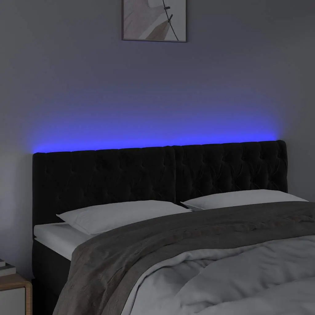 LED Headboard Adjustable Height 160 cm Black Velvet with Colourful Lighting
