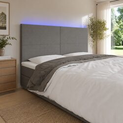 LED Headboard 160 cm Grey Fabric Adjustable Height Modern Bedroom