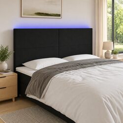 LED Headboard 160cm Black Fabric Bed Head with Adjustable Height Colourful