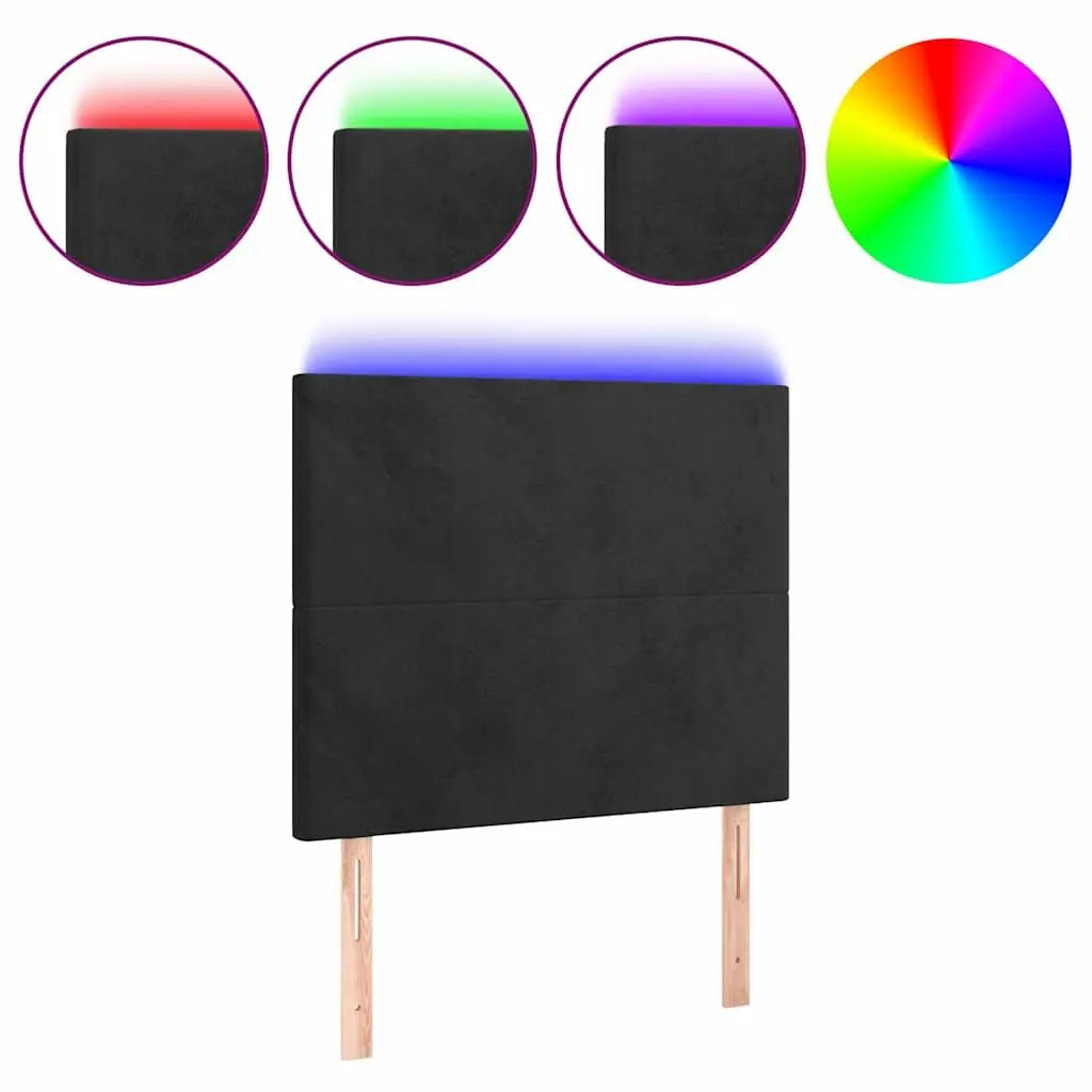 LED Headboard Adjustable Height 100 cm Black Velvet Modern Bedroom Bed Header