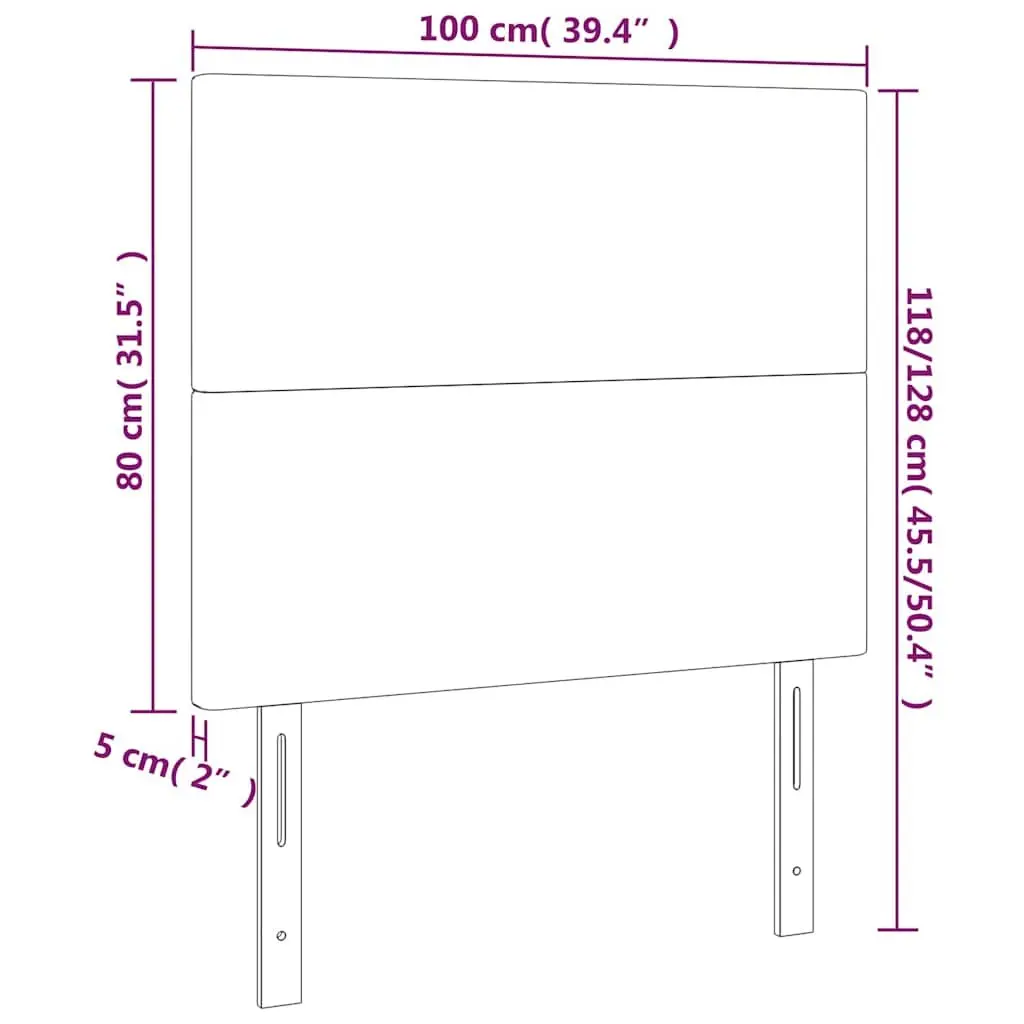 LED Headboard Adjustable Height 100 cm Black Velvet Modern Bedroom Bed Header
