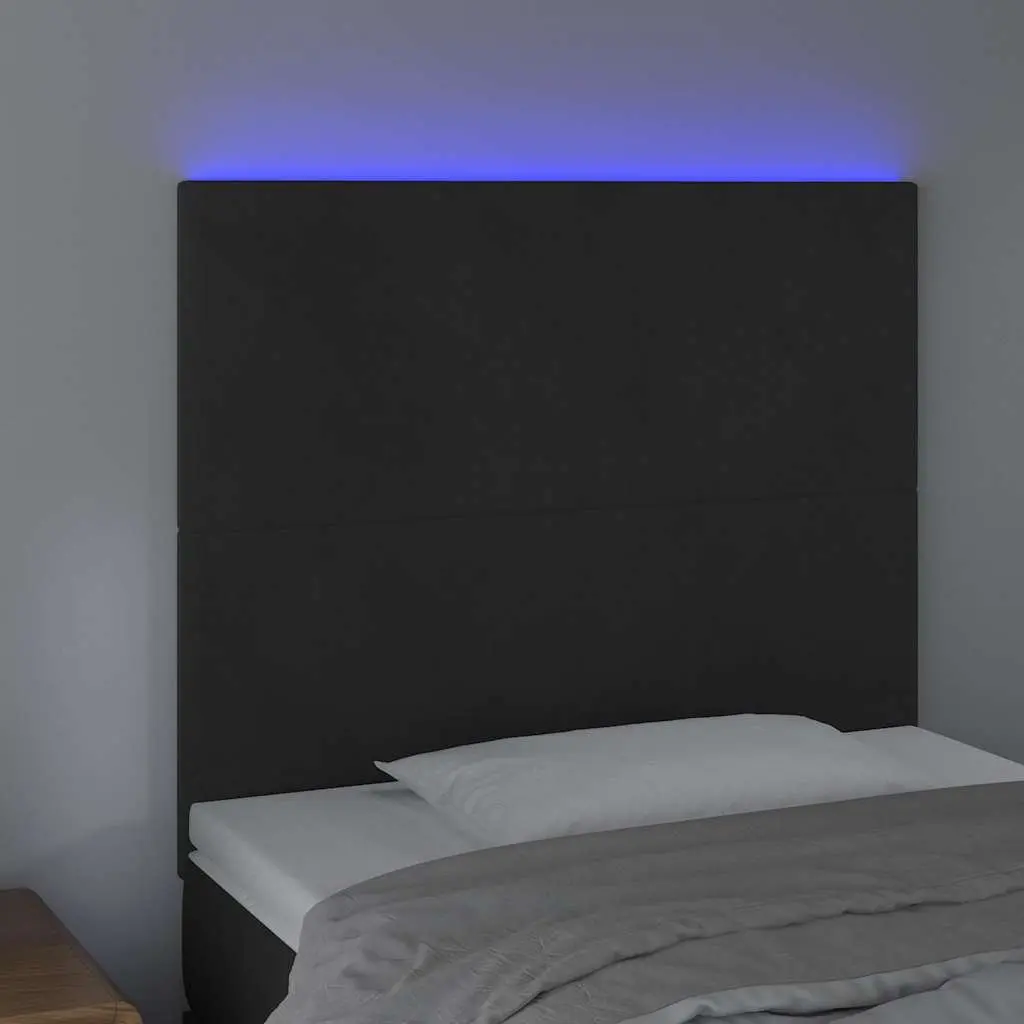 LED Headboard Adjustable Height 100 cm Black Velvet Modern Bedroom Bed Header